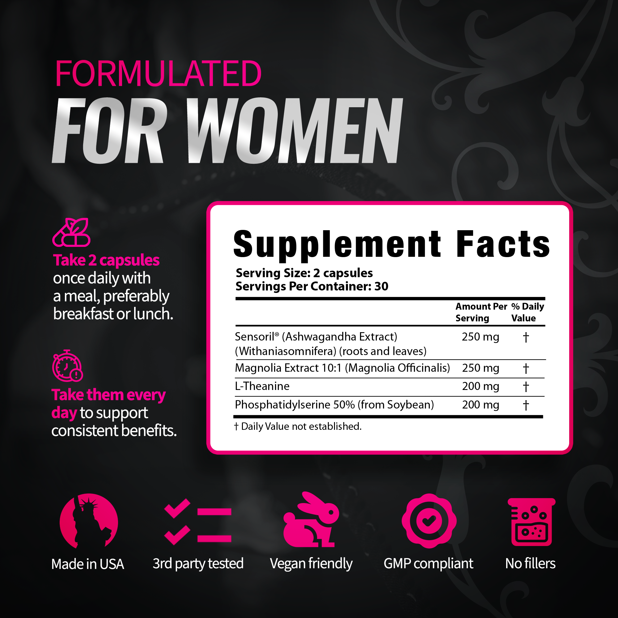 Cortisol Support for Women - Stress & Mood Balance Supplement