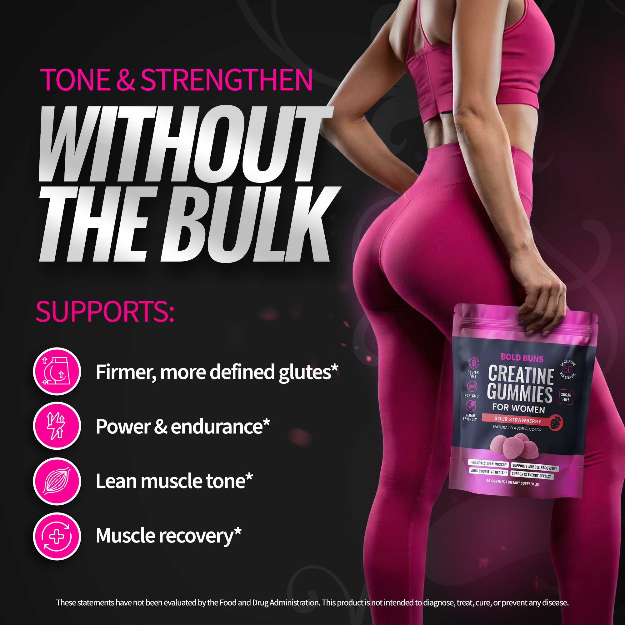 Creatine Monohydrate Gummies for Women – 5g Creatine Per Serving