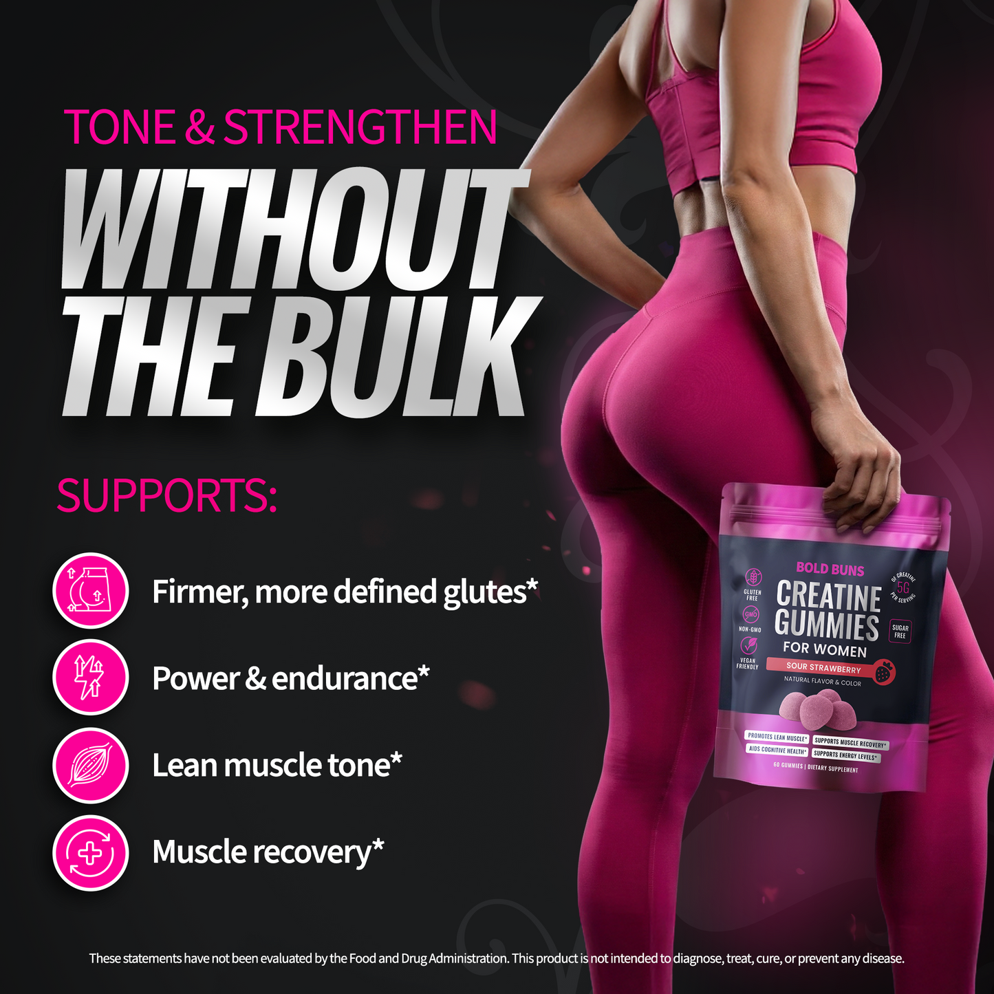 Creatine Monohydrate Gummies for Women -- 5g Creatine Per Serving